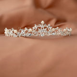 Scrolling Petite Pearl Tiara Silver - Cassandra Lynne