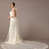 Cathedral Veil With Beaded Leaves - Cassandra Lynne