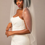 Pearl and Sequin Beaded Wedding Veil Fingertip length - Cassandra Lynne