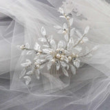 Sequined Lace Wedding Hair Flower in Ivory - Hair Comb - Cassandra Lynne