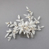 Sequined Lace Wedding Hair Flower in Ivory - Hair Comb - Cassandra Lynne