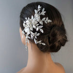 Sequined Lace Wedding Hair Flower in Ivory - Hair Comb - Cassandra Lynne