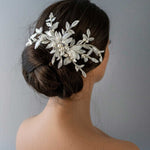 Sequined Lace Wedding Hair Flower in Ivory - Hair Comb - Cassandra Lynne