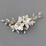 Shimmer Porcelain Flower Bridal Hair Clip - Hair Clips - Cassandra Lynne