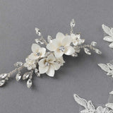 Shimmer Porcelain Flower Bridal Hair Clip - Hair Clips - Cassandra Lynne