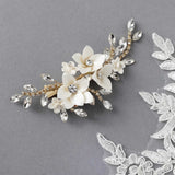 Shimmer Porcelain Flower Bridal Hair Clip - Hair Clips - Cassandra Lynne