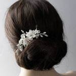 Shimmer Porcelain Flower Bridal Hair Clip - Hair Clips - Cassandra Lynne