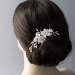 Shimmer Porcelain Flower Bridal Hair Clip - Hair Clips - Cassandra Lynne