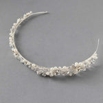 Side Accent Bridal Headband with Silver Leaves - Headband - Cassandra Lynne