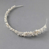 Side Accent Bridal Headband with Silver Leaves - Headband - Cassandra Lynne
