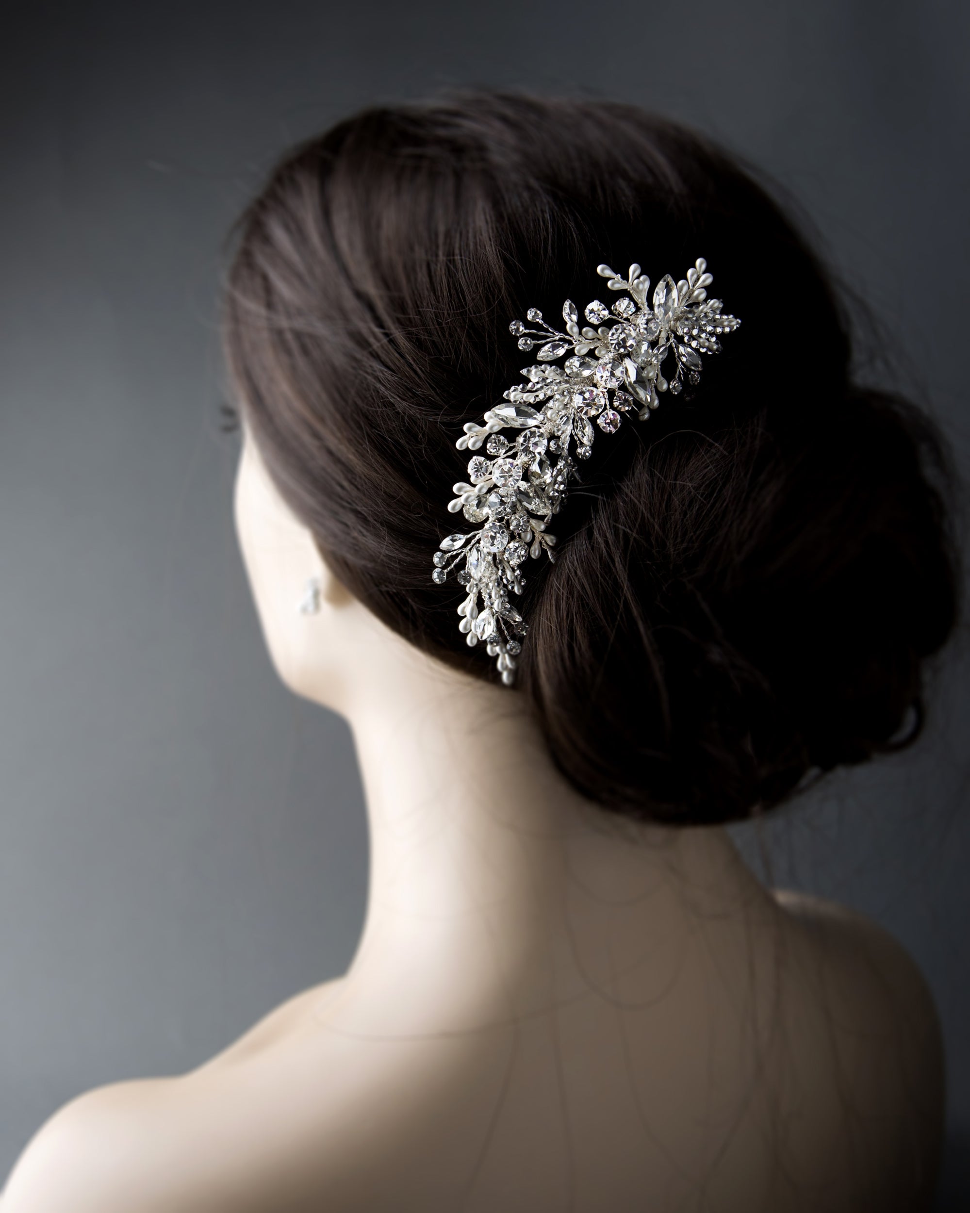 Sparkling Wedding Hair Comb with Pearl Drops - Cassandra Lynne