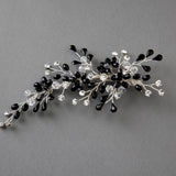 Silver and Black Crystal Wedding Hair Clip - Hair Clips - Cassandra Lynne