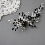 Silver and Black Crystal Wedding Hair Clip - Hair Clips - Cassandra Lynne