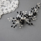 Silver and Black Crystal Wedding Hair Clip - Hair Clips - Cassandra Lynne