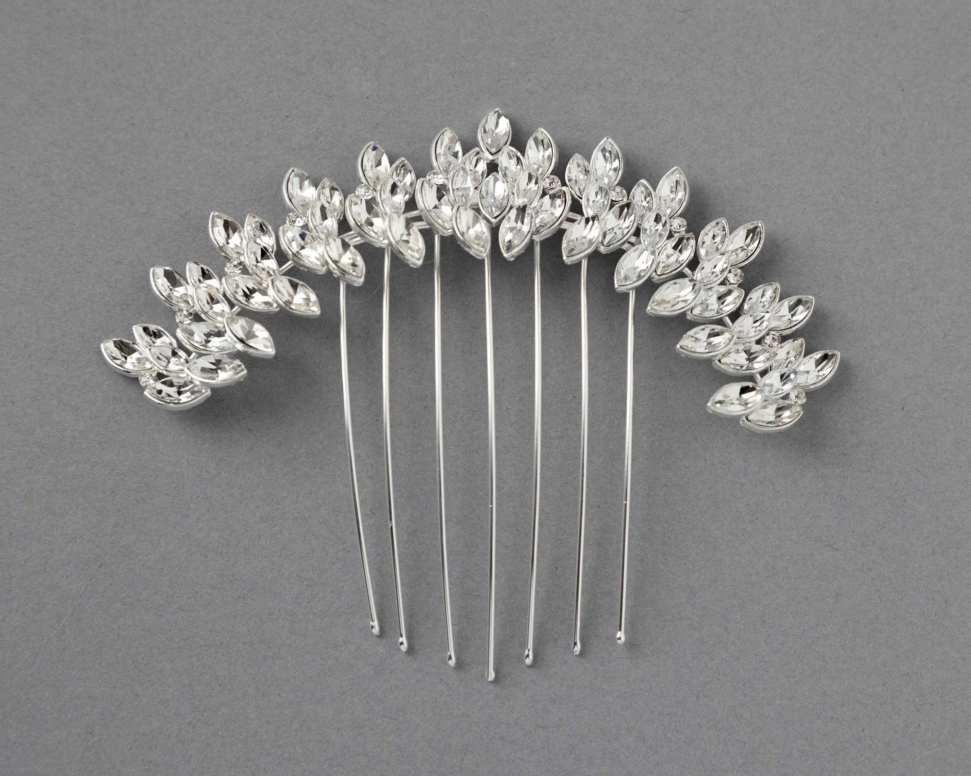 Silver Arched Bridal Veil Comb - Hair Combs - Cassandra Lynne
