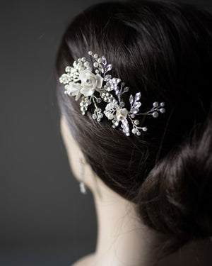 Pearled Porcelain Flower Hair Clip