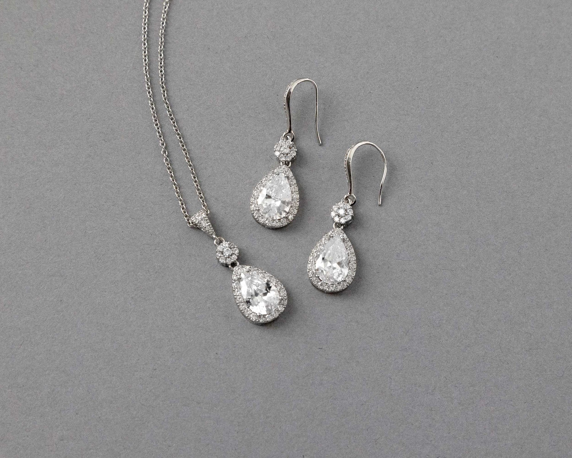 Pear Drop Hook Earrings and Pendant Necklace