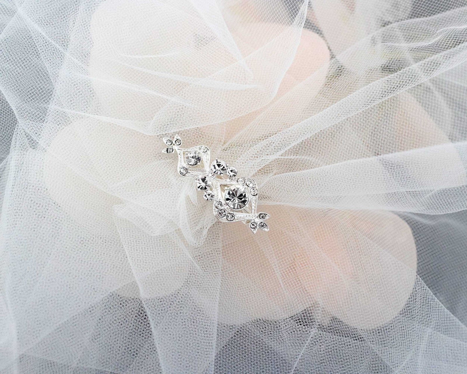 Romantic Petite Silver Wedding Hair Clip