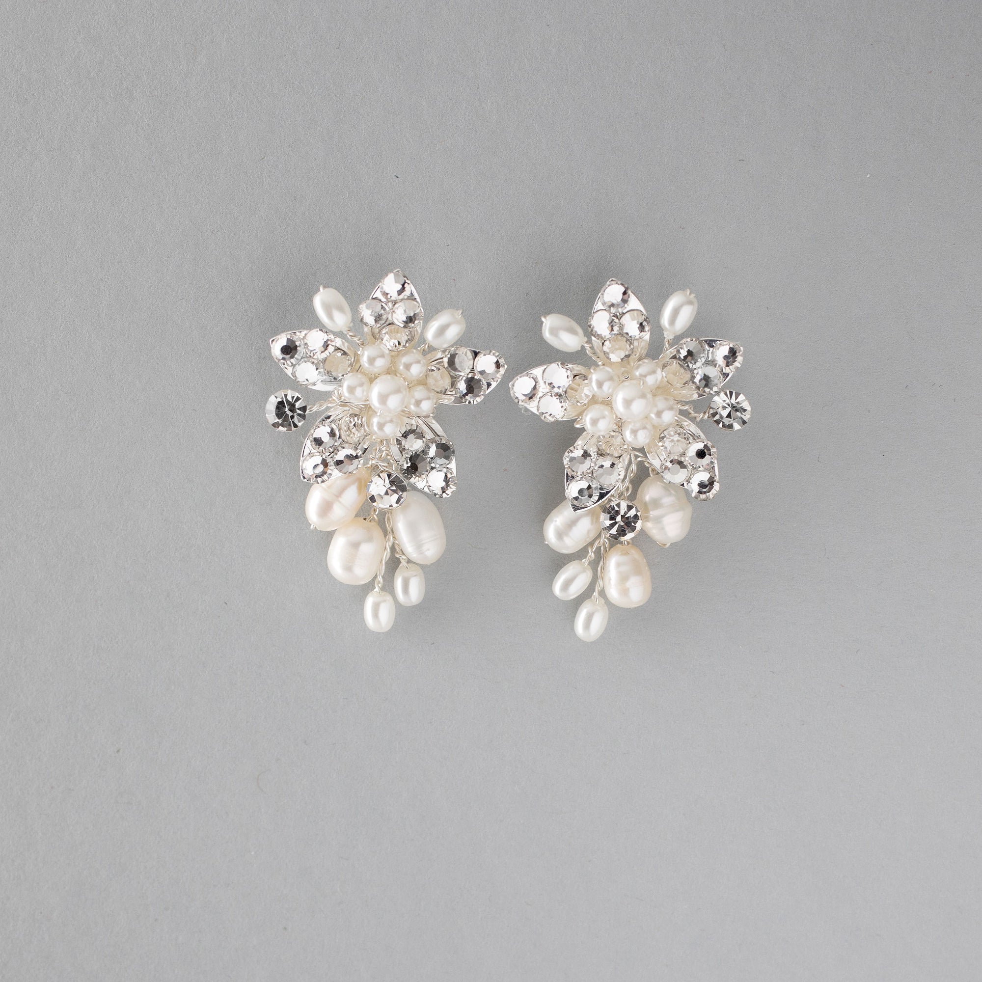 Handmade Freshwater Pearl Flower Earrings Silver - Cassandra Lynne