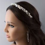 Silver Leaves and Freshwater Pearls Bridal Headband - Headband - Cassandra Lynne