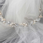 Silver Leaves and Freshwater Pearls Bridal Headband - Headband - Cassandra Lynne
