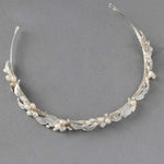 Silver Leaves and Freshwater Pearls Bridal Headband - Headband - Cassandra Lynne