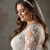 Silver Leaves and Freshwater Pearls Bridal Headband - Headband - Cassandra Lynne