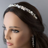 Silver Leaves and Freshwater Pearls Bridal Headband - Headband - Cassandra Lynne