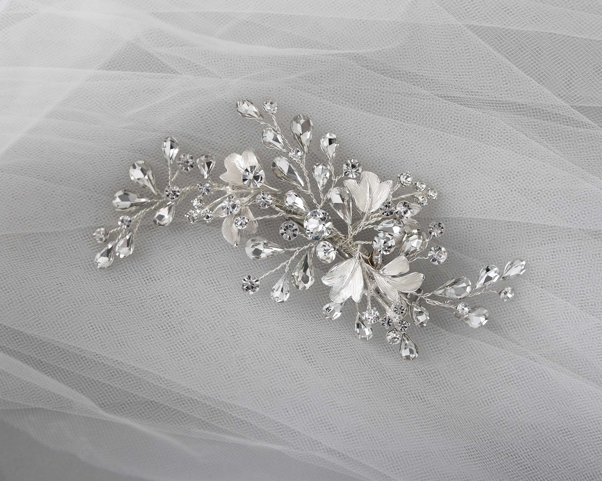 Matte Silver Bridal Hair Clip