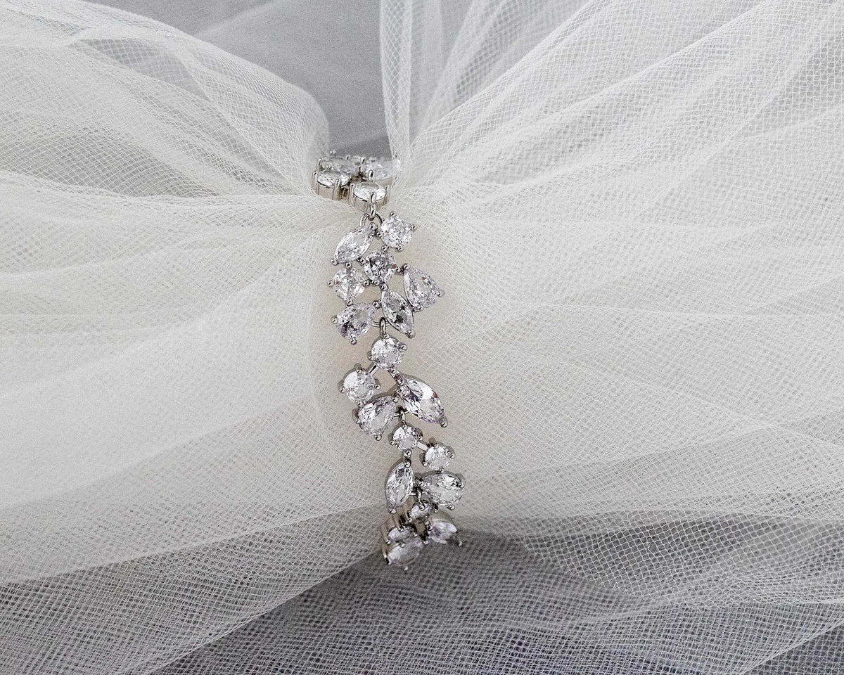 Bridal Bracelet of CZ Teardrop Round Marquise Jewels - Cassandra Lynne