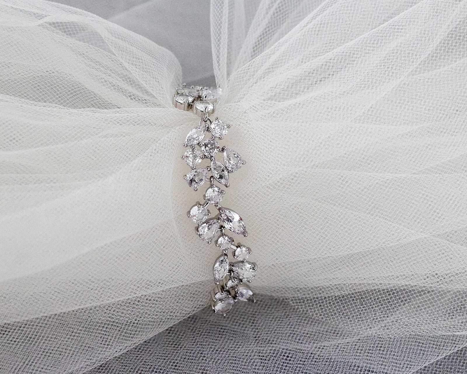 Bridal Bracelet of CZ Teardrop Round Marquise Jewels - Cassandra Lynne