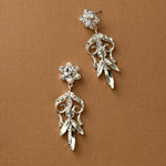 Scrolling Drop Crystal Earrings Silver-Cassandra Lynne