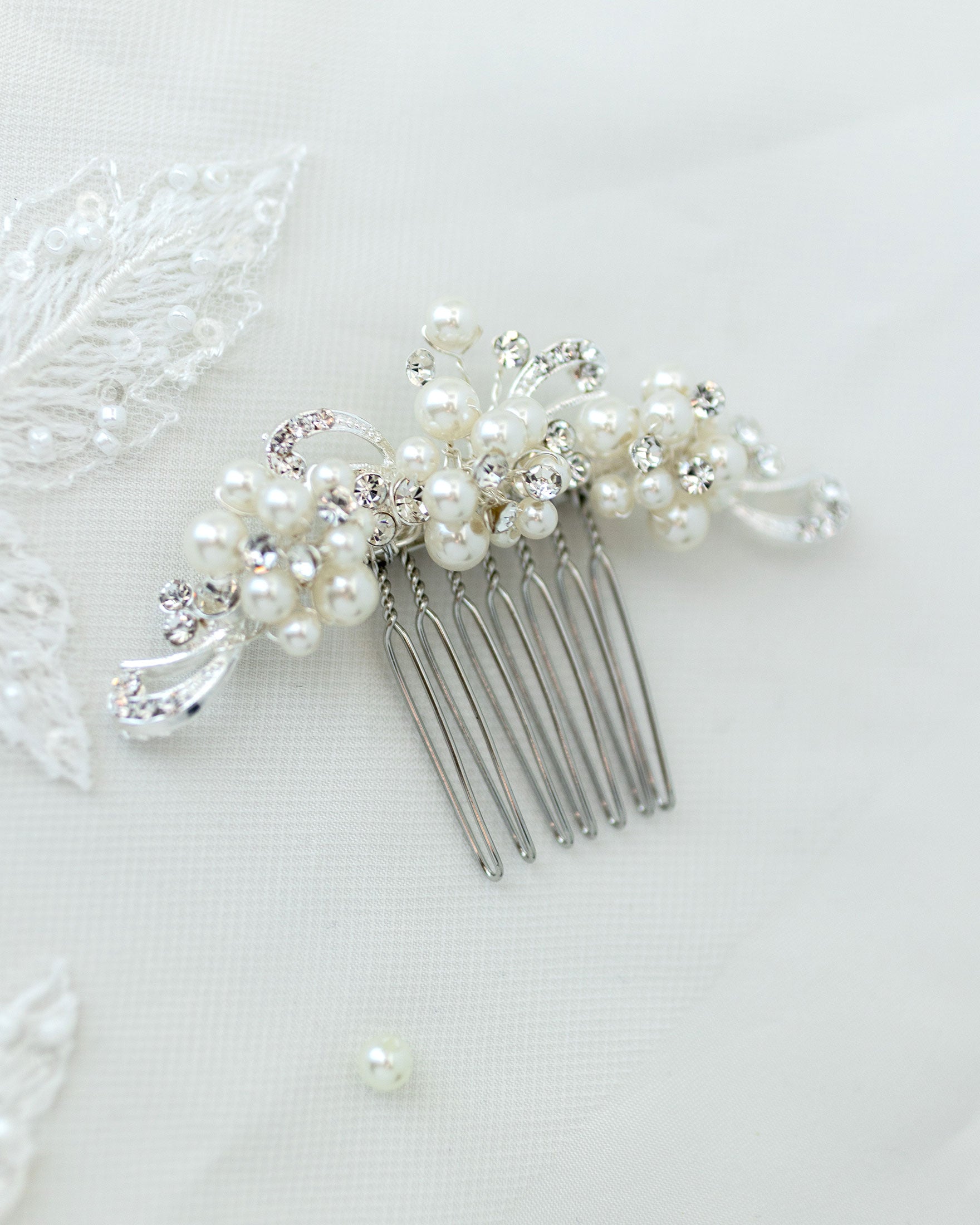 Small Swirls and Ivory Pearl Comb - Cassandra Lynne