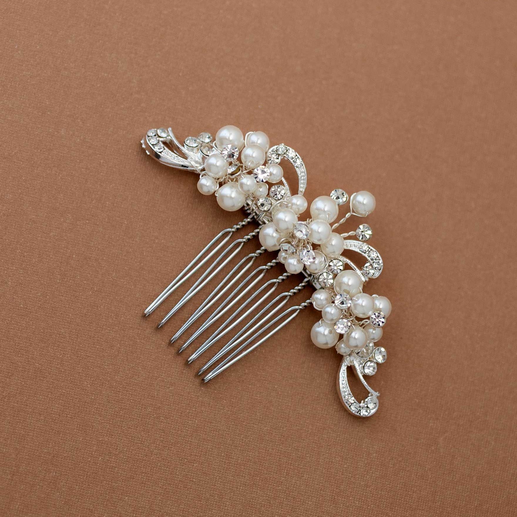 Small Swirls and Ivory Pearl Comb - Cassandra Lynne