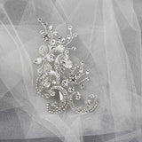Silver Scrolls and Flower Bridal Hair Clip - Hair Clips - Cassandra Lynne