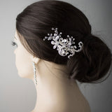 Silver Scrolls and Flower Bridal Hair Clip - Hair Clips - Cassandra Lynne