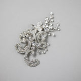 Silver Scrolls and Flower Bridal Hair Clip - Hair Clips - Cassandra Lynne