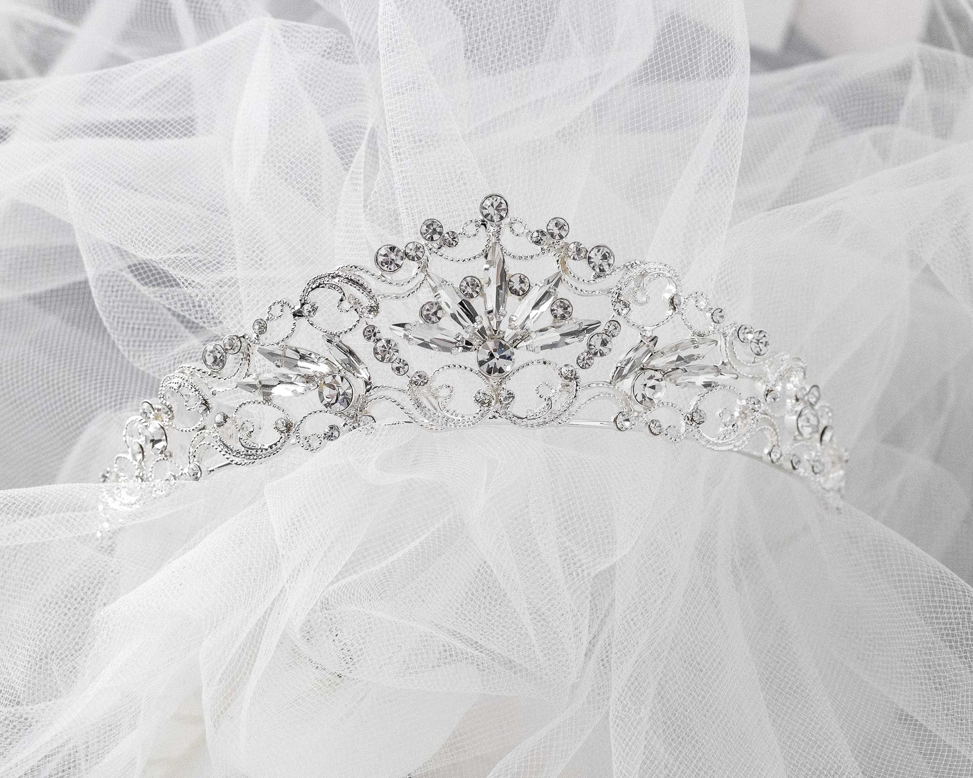 Bridal Tiara of Elongated Marquise Gems