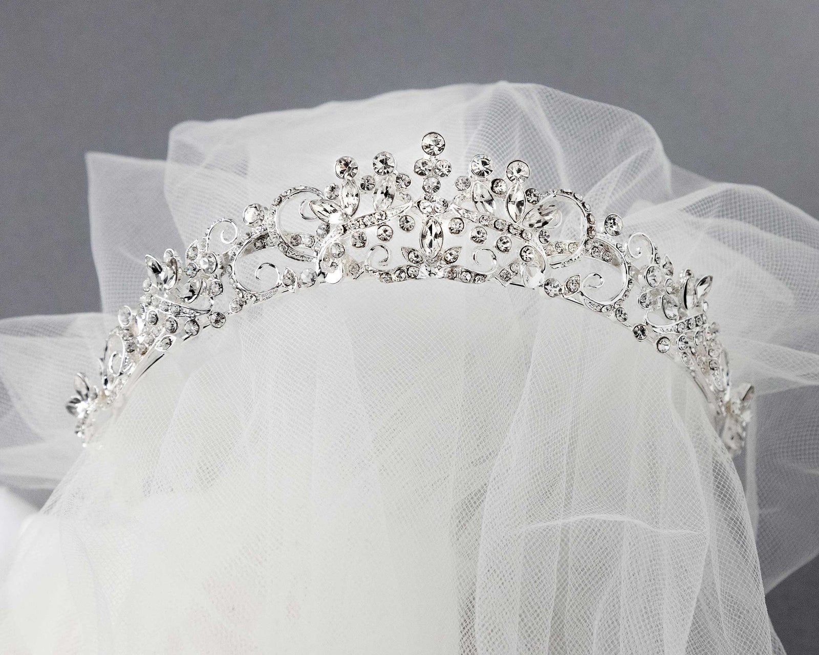 Wedding Tiara of Scrolls and Marquise Jewels