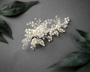 Pearled Porcelain Flower Hair Clip