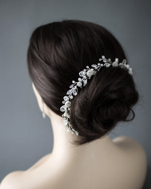 Bridal Hair Vine with Porcelain Flowers