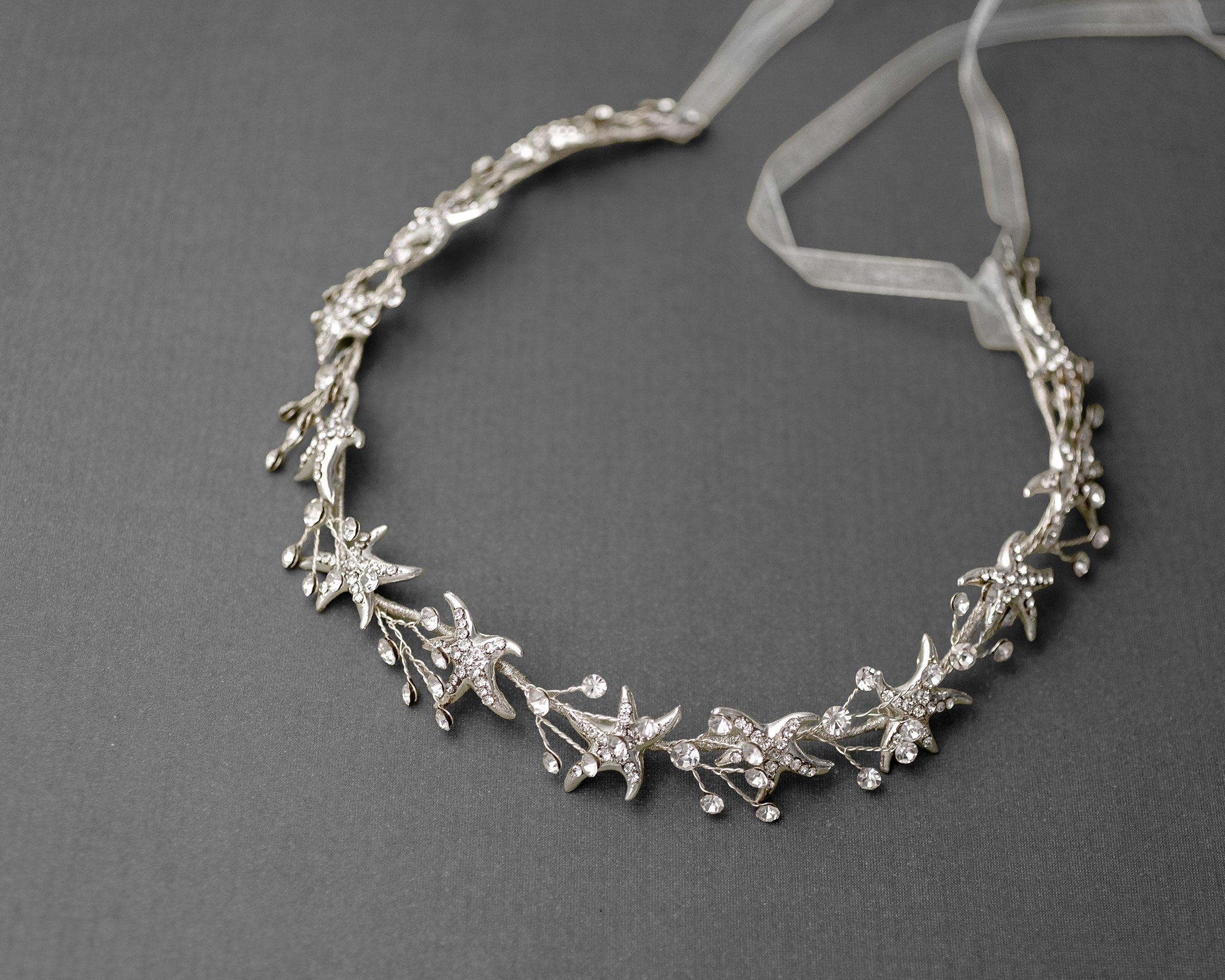 Beach Wedding Headpiece of Gold or Silver Starfish