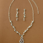 Vintage Drop and Vines Crystal Necklace Set Silver - Cassandra Lynne