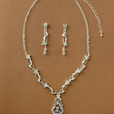 Vintage Drop and Vines Crystal Necklace Set Silver - Cassandra Lynne