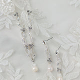Pearl Drop and Vines Crystal Necklace Set Cassandra Lynne Silver 