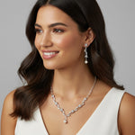 Pearl Drop and Vines Crystal Necklace Set