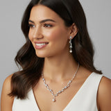 Pearl Drop and Vines Crystal Necklace Set