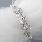 Silver wedding bracelet with ivory pearls - Cassandra Lynne