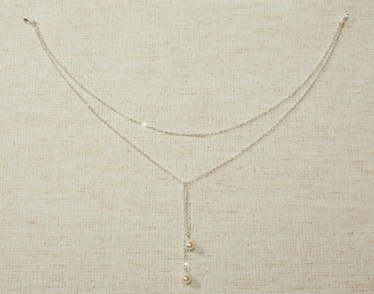 silver pearl drops back jewelry for dress