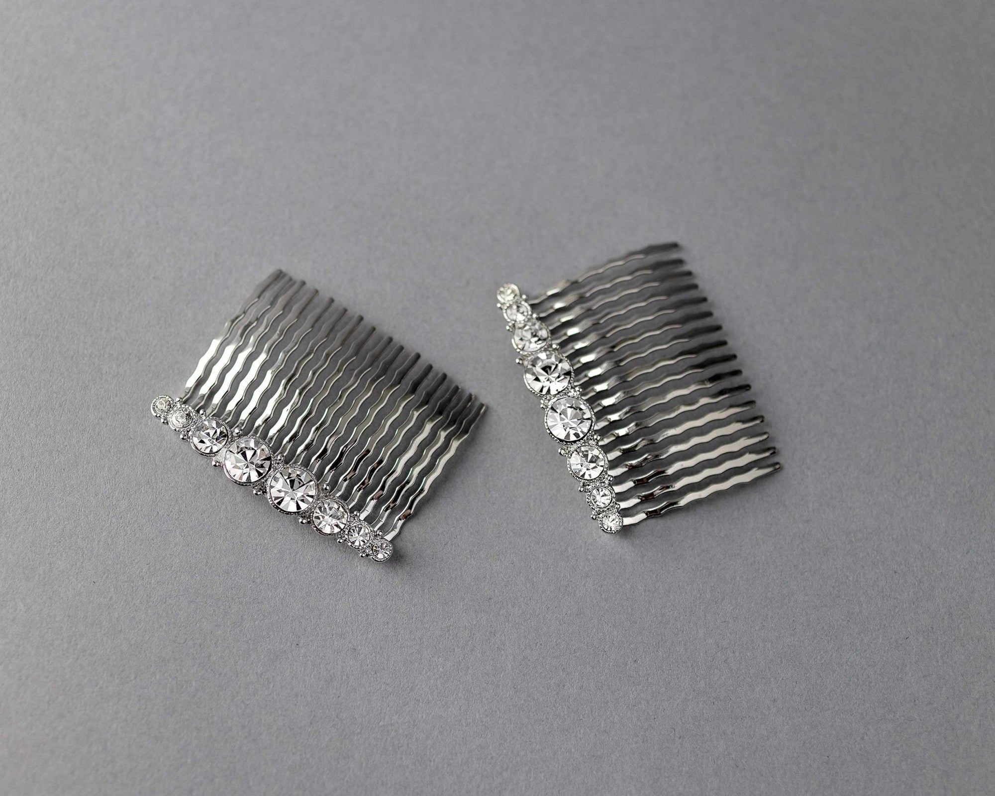Simple Crystal Bridal Comb Set - Hair Comb - Cassandra Lynne